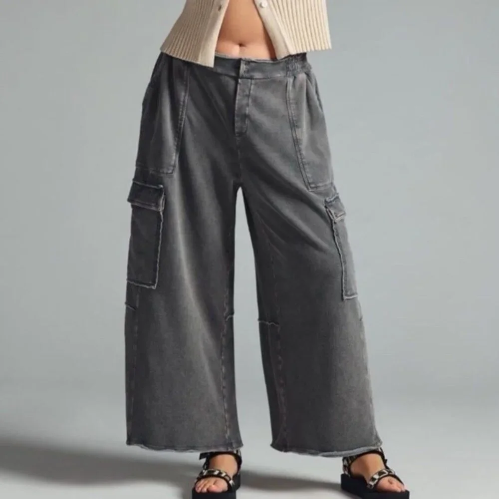 Women's Gray Cargo Pants - Picture 1 of 10